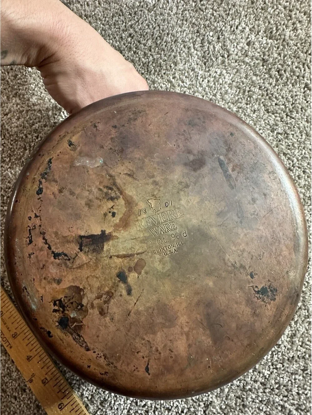 Vintage VTG Revere Ware Copper Bottom Sauce Pan 2 Quart With Lid